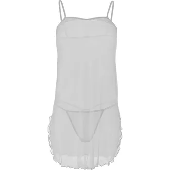 Dámská erotická souprava Svůdný set 2v1 průsvitná košilka + tanga Laura Barva: Smetanová, Velikost: S