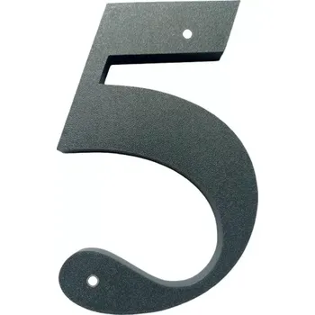Domovní cedule Domovní číslo popisné 5 na zeď, vrata, sloupky s dírami pro vruty barva antracit, výška 170 mm (Domovní číslo 5 antracit s dírami)