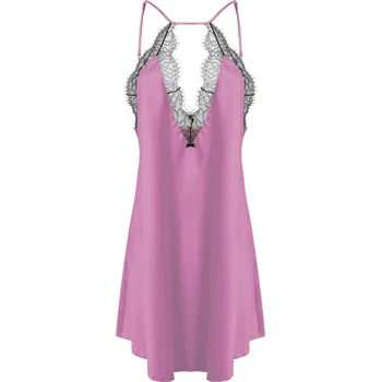 Saténová košilka s výstřihem, krajkou a ramínky u krku Tifany Barva: Vřesová, Velikost: XS