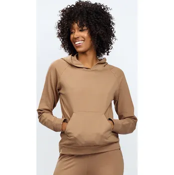 Dámská mikina Bavlněná dámská mikina s klokaní kapsou SEATTLE Barva: Hnědá, Velikost: XL