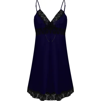 Sexy saténová košilka s krajkou Peggy Dkaren Barva: Tmavě Modrá, Velikost: L