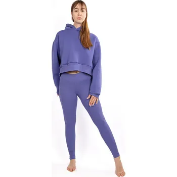 Dámské oblečení Dámský set bavlněná krátká mikina a legíny DK-K-B11 Barva: Fialová, Velikost: S