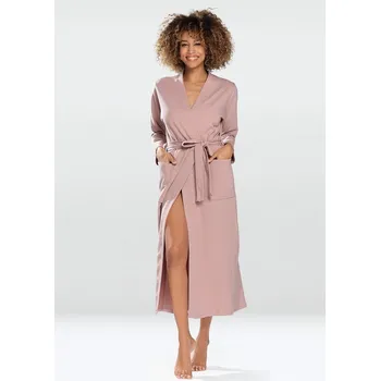 Dámský župan Bavlněný dámský župan s páskem MELISSA Barva: Pudrová, Velikost: M