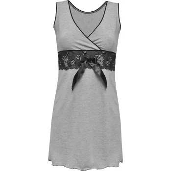 Viskózová košilka s krajkovým pruhem a mašlí Kamila Barva: Šedá, Velikost: XS