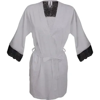 Dámský erotický župan Viskózový župan s páskem a krajkou Olena Barva: Šedá, Velikost: XL