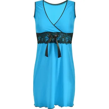 Viskózová košilka s krajkovým pruhem a mašlí Kamila Barva: Tyrkysová, Velikost: S