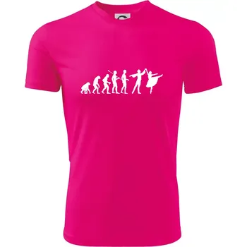 Evoluce tanec - muž a žena se sukní - Dětské triko sportovní (dresovina) - 158 cm/12 let ( Neon Pink )
