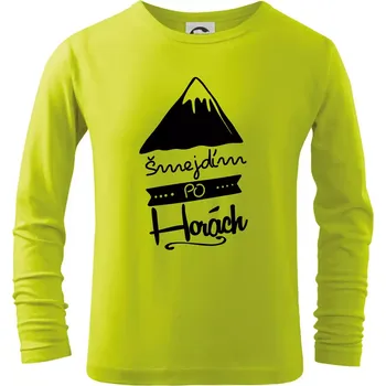 Chlapecké oblečení Šmejdím po horách - Triko dětské Long Sleeve - 134 cm/8 let ( Limetková )