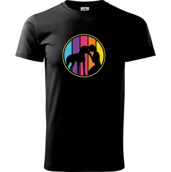 Pánské tričko Retro kruh - boxer a dívka - Triko extra velké (5-8XL) - 8XL ( Černá )