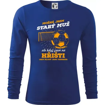 Pánské oblečení Fotbalista - možná jsem starý muž - Triko s dlouhým rukávem FIT-T long sleeve - S ( Královská modrá )