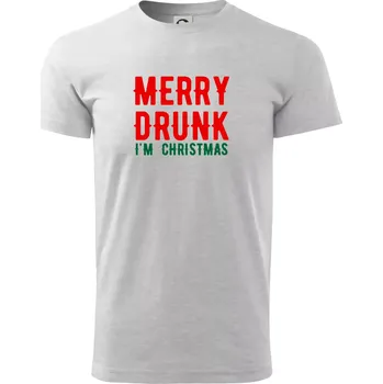Pánské tričko Merry Drunk I'm Christmas - Triko extra velké (5-8XL) - 6XL ( Světlešedý Melír )