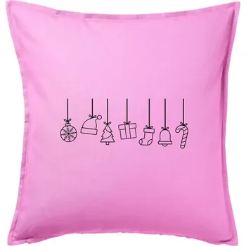 Polštář Rodinná vánoční trička - Vánoční ozdoby na provázku - Polštář 50x50 - 50x50 - Pouze potah ( Růžová )