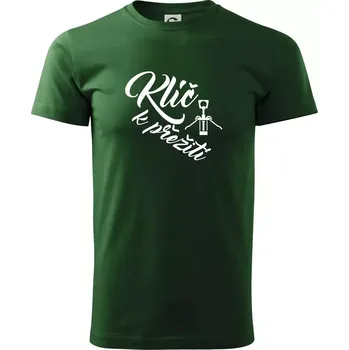 Pánské oblečení Vývrtka mechanická - Klíč k přežití - Klasické pánské triko vyšší gramáže - M ( Lahvově zelená )