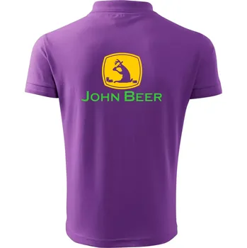 Pánská košile John Beer jelen s pivem - Polokošile pánská Pique Polo 203 - 4XL ( Fialová )