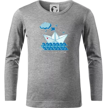 Chlapecké tričko Pěknou plavbu životem - Triko dětské Long Sleeve - 122 cm/6 let ( Tmavě šedý melír )