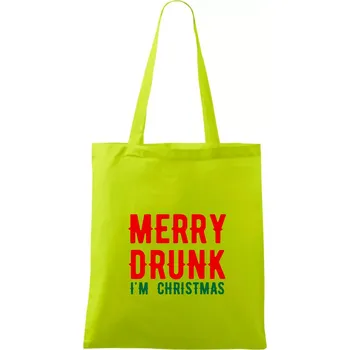 Merry Drunk I'm Christmas - Taška bavlněná - 42 x 38 cm ( Limetková )