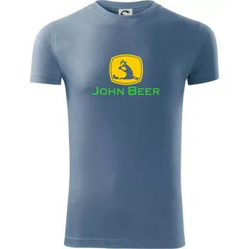 John Beer jelen s pivem - Viper FIT - Pánské zůžené tričko - M ( Denim )