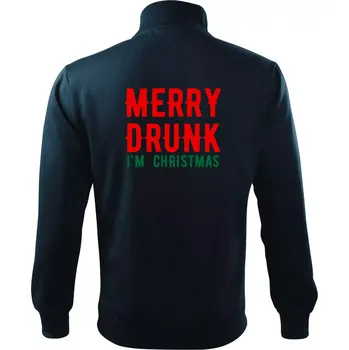 Pánská mikina Merry Drunk I'm Christmas - Mikina bez kapuce Adventure - S ( Námořní modrá (velmi tmavá - téměř černá) )