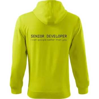 Pánská mikina Senior developer google better than you - Mikina s kapucí na zip trendy zipper - 3XL ( Limetková )