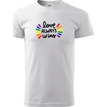 Pánské tričko Love always win - čáry - Triko extra velké (5-8XL) - 8XL ( Bílá )