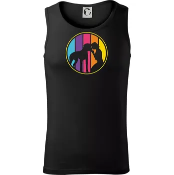 Pánské termoprádlo Retro kruh - polibek psa - Tílko pánské Core - 2XL ( Černá )