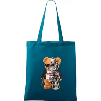Medvídek terminátor - Taška bavlněná - 42 x 38 cm ( Petrolejová )