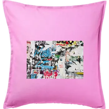 Polštář Otrhaná nástěnka - Polštář 50x50 - 50x50 - Pouze potah ( Růžová )