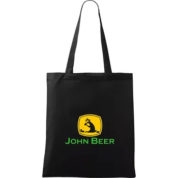 Nákupní taška John Beer jelen s pivem - Taška bavlněná - 42 x 38 cm ( Černá )