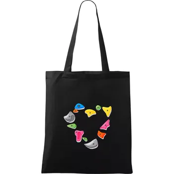 Lezení na stěně - srdce - Taška bavlněná - 42 x 38 cm ( Černá )