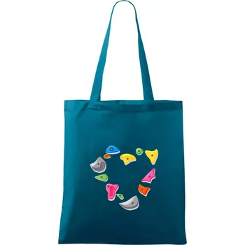 Lezení na stěně - srdce - Taška bavlněná - 42 x 38 cm ( Petrolejová )