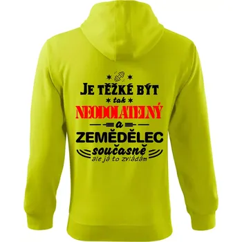 Pánská mikina Je těžké být neodolatelný zemědělec - Mikina s kapucí na zip trendy zipper - S ( Limetková )