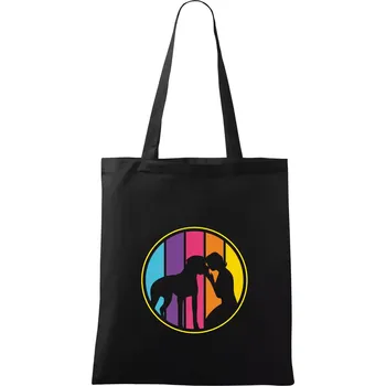 Retro kruh - polibek psa - Taška bavlněná - 42 x 38 cm ( Černá )