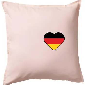 Polštář Germany love malé - Německá vlajka - Polštář 50x50 - 50x50 - Pouze potah ( Světle růžová )