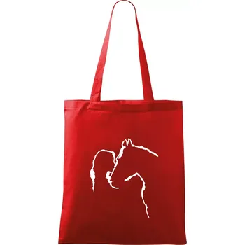 Nákupní taška Kůň a já silueta - Taška bavlněná - 42 x 38 cm ( Červená )
