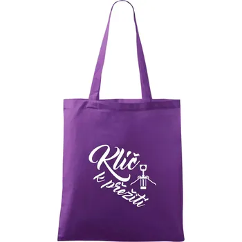 Vývrtka mechanická - Klíč k přežití - Taška bavlněná - 42 x 38 cm ( Fialová )