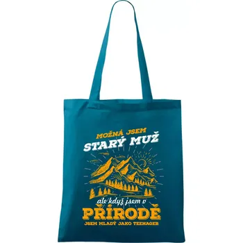 Turista - možná jsem starý muž - Taška bavlněná - 42 x 38 cm ( Petrolejová )