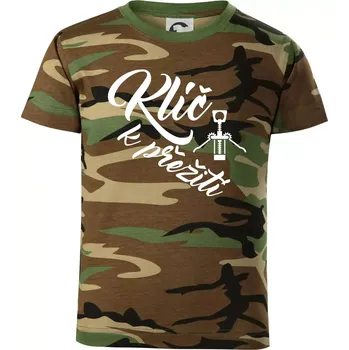 Chlapecké tričko Vývrtka mechanická - Klíč k přežití - Dětské maskáčové triko - 122 cm/6 let ( Hnědý maskáč )