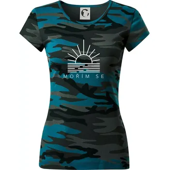 Dámské oblečení Ikona - mořím se - Dámské maskáčové triko - S ( Petrolejová maskáč )