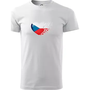 Pánské tričko Vlajka s odlétajícími srdci - Česká - Triko extra velké (5-8XL) - 7XL ( Bílá )