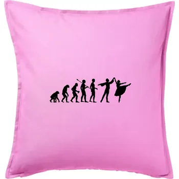 Polštář Evoluce tanec - muž a žena se sukní - Polštář 50x50 - 50x50 - Pouze potah ( Růžová )