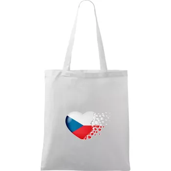 Vlajka s odlétajícími srdci - Česká - Taška bavlněná - 42 x 38 cm ( Bílá )