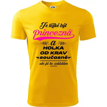 Chlapecké tričko Je těžké být princezna a holka od krav - Dětské triko sportovní (dresovina) - 134 cm/8 let ( Žlutá )
