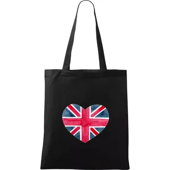 Nákupní taška Britské srdce malované - Taška bavlněná - 42 x 38 cm ( Černá )