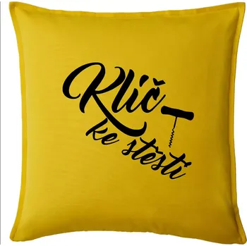 Polštář Klíč ke štěstí vývrtka jednoduchá - Polštář 50x50 - 50x50 - Pouze potah ( Žlutá )