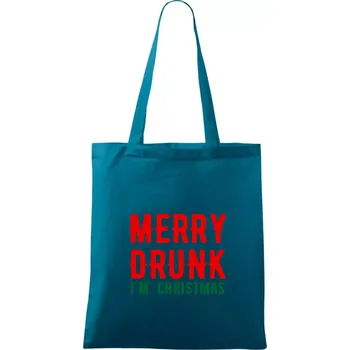 Merry Drunk I'm Christmas - Taška bavlněná - 42 x 38 cm ( Petrolejová )