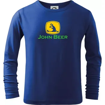 Chlapecké tričko John Beer jelen s pivem - Triko dětské Long Sleeve - 104-110cm / 3-4 roky ( Královská modrá )