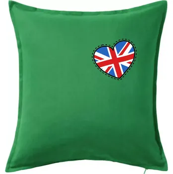 Polštář Británie srdce prso - Polštář 50x50 - 50x50 - Pouze potah ( Středně zelená )