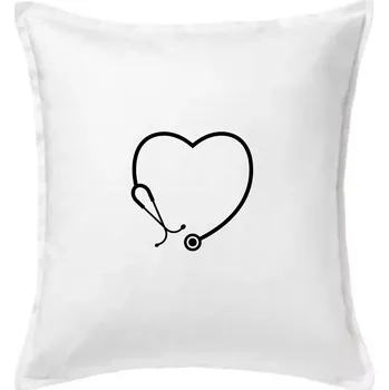 Polštář Stetoskop srdce - Polštář 50x50 - 50x50 - Pouze potah ( Bílá )