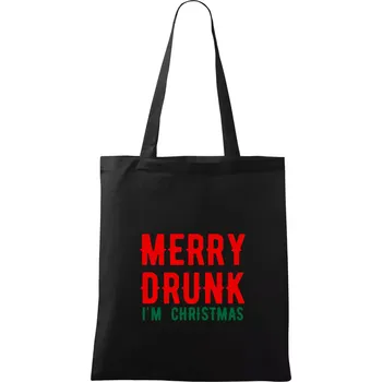 Nákupní taška Merry Drunk I'm Christmas - Taška bavlněná - 42 x 38 cm ( Černá )