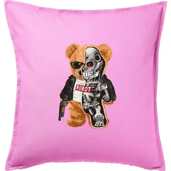 Polštář Medvídek terminátor - Polštář 50x50 - 50x50 - Pouze potah ( Růžová )
